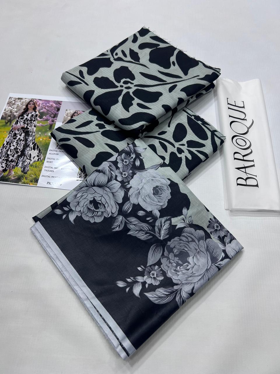 BAROQUE BANA DORA LAWN UNSTITCED 3PC✓