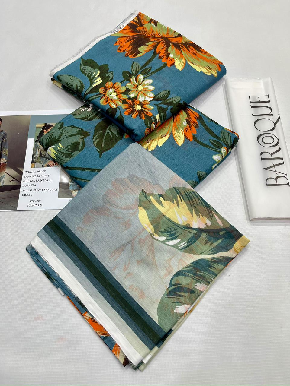 BAROQUE BANA DORA LAWN UNSTITCED 3PC✓