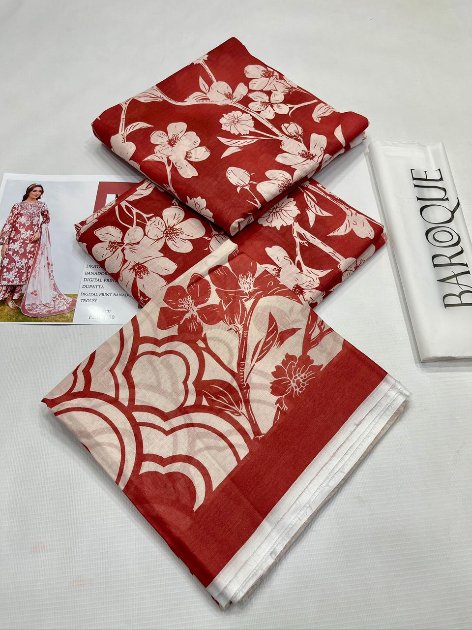 BAROQUE BANA DORA LAWN UNSTITCED 3PC✓