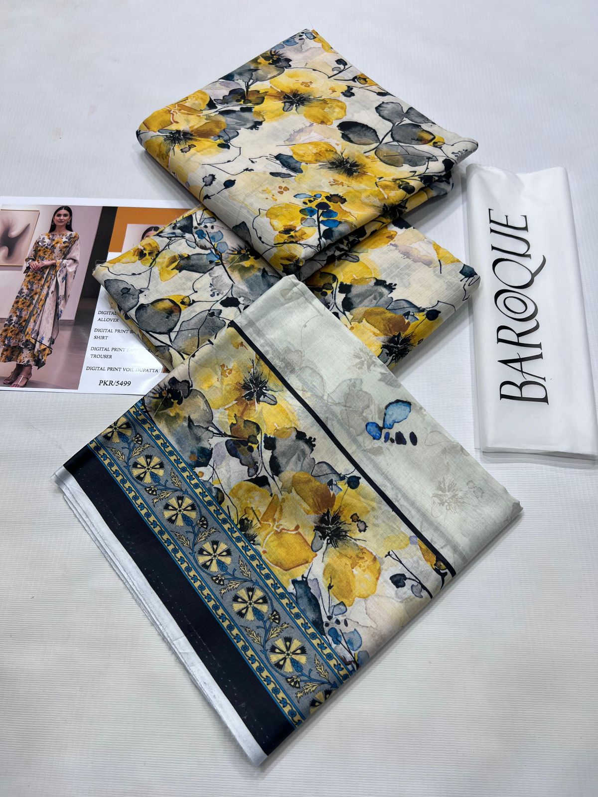 BAROQUE BANA DORA LAWN UNSTITCED 3PC✓