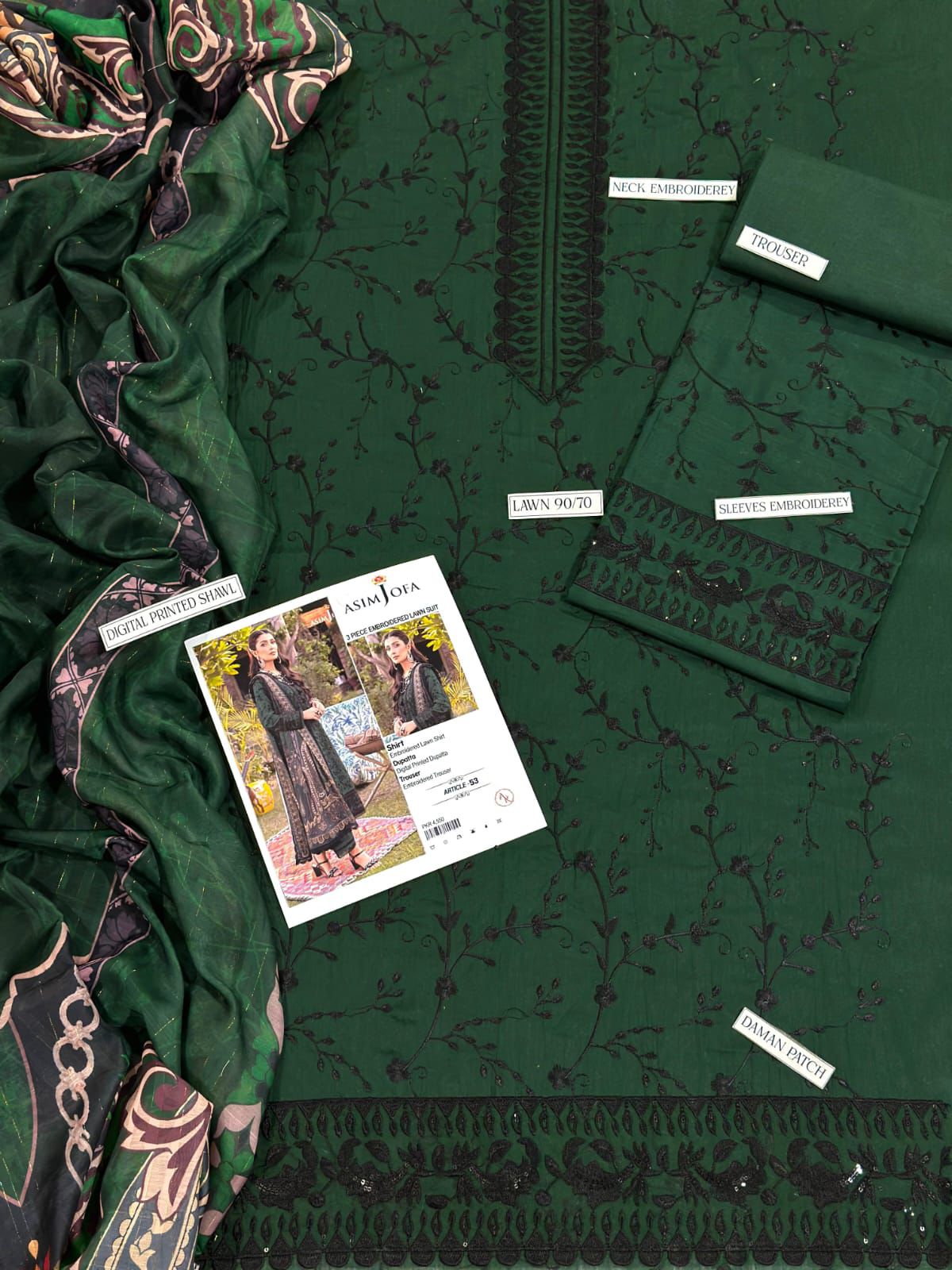 ASIM JOFA PURE LAWN 3-PIECE EMBROIDERED COLLECTION