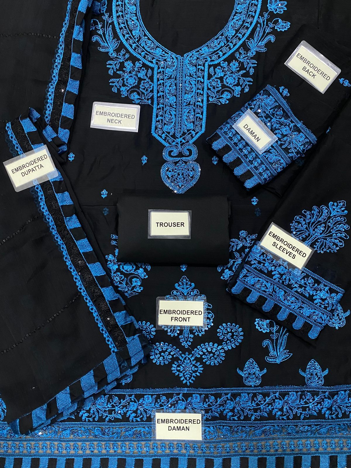 ASIM JOFA CHIFFON EMBROIDERED SEQUENCE LUXURY UNSTITCHED 3PC✓