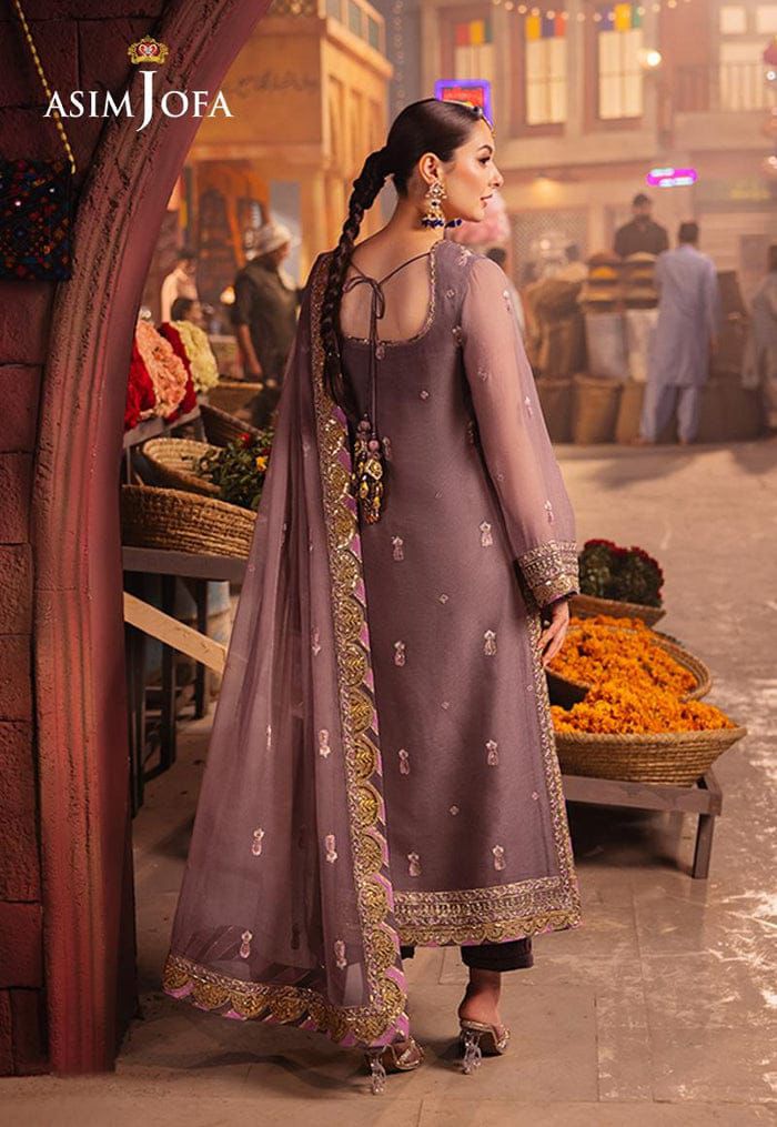 ASIM JOFA CHIFFON EMBROIDERED SEQUENCE LUXURY UNSTITCHED 3PC✓