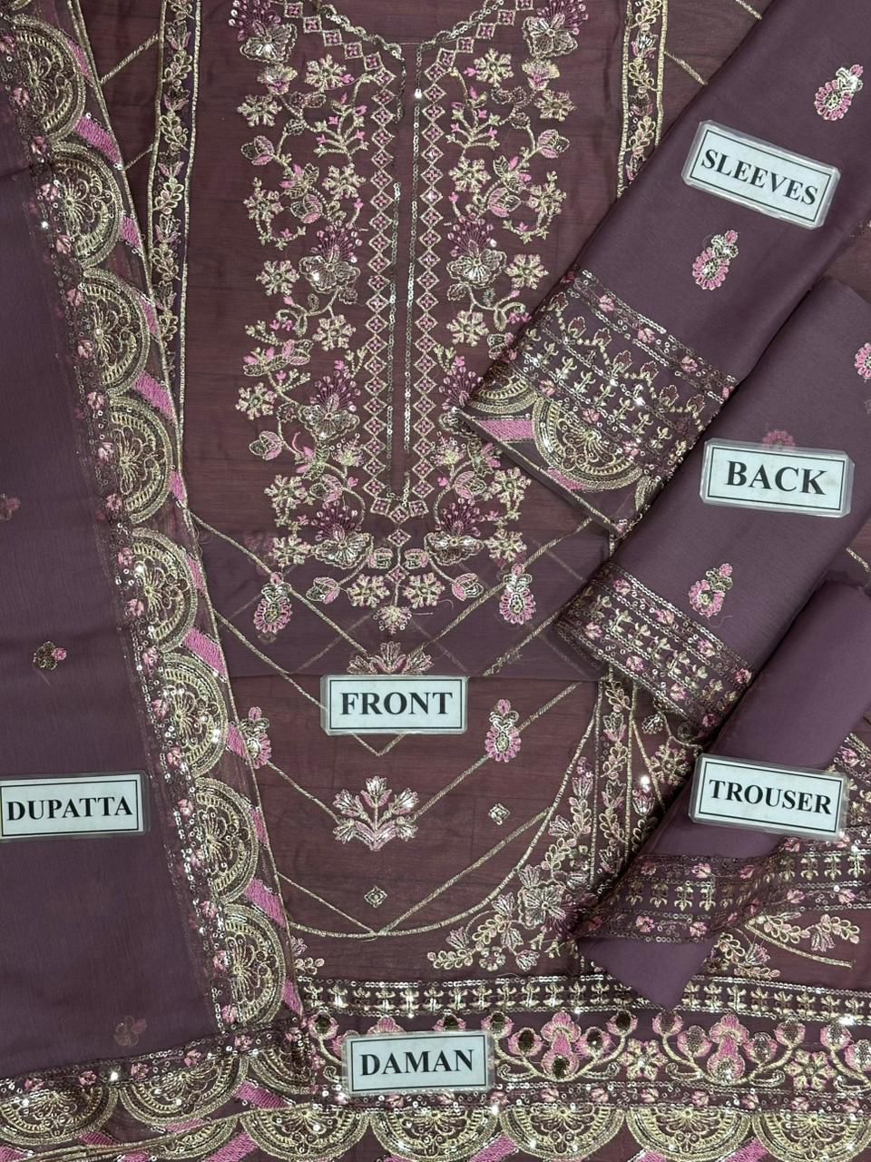 ASIM JOFA CHIFFON EMBROIDERED SEQUENCE LUXURY UNSTITCHED 3PC✓