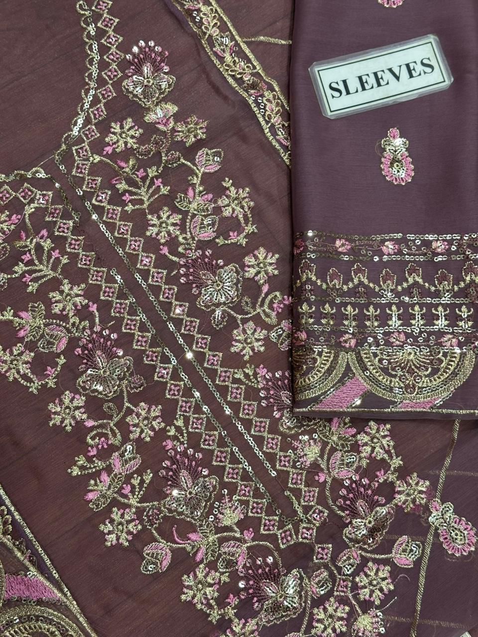 ASIM JOFA CHIFFON EMBROIDERED SEQUENCE LUXURY UNSTITCHED 3PC✓