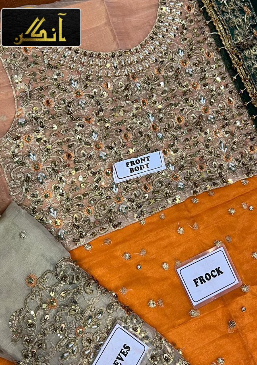 AYESHA IMRAN MAXI NET MASOORI EMBROIDERED HAND WORK LUXURY UNSTITCHED 3PC✓