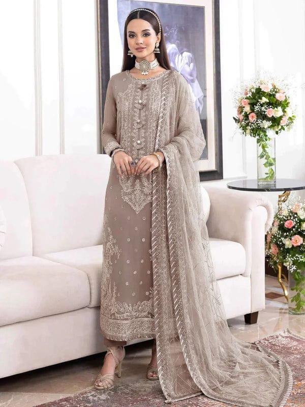ASIM JOFA CHIFFION EMBROIDERED SEQUENCE FORMAL UNSTITCHED 3PC✓
