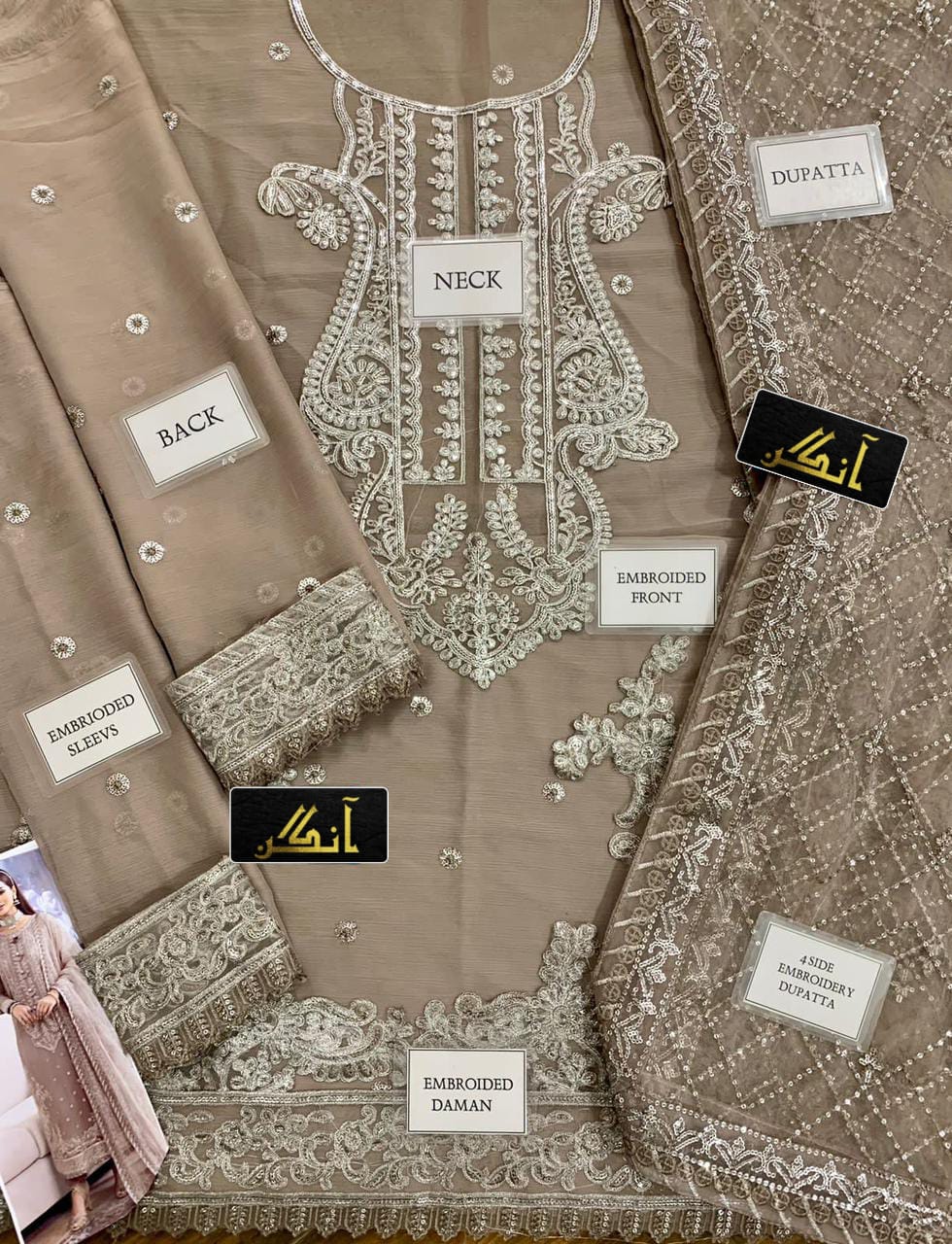 ASIM JOFA CHIFFION EMBROIDERED SEQUENCE FORMAL UNSTITCHED 3PC✓