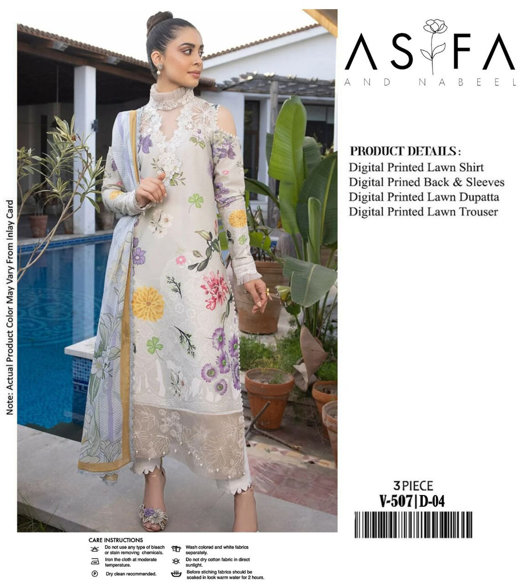 ASIFA NABEEL LAWN ALL OVER PRINTED EMBROIDERED PATCH WORK UNSTITCHED 3PC✓