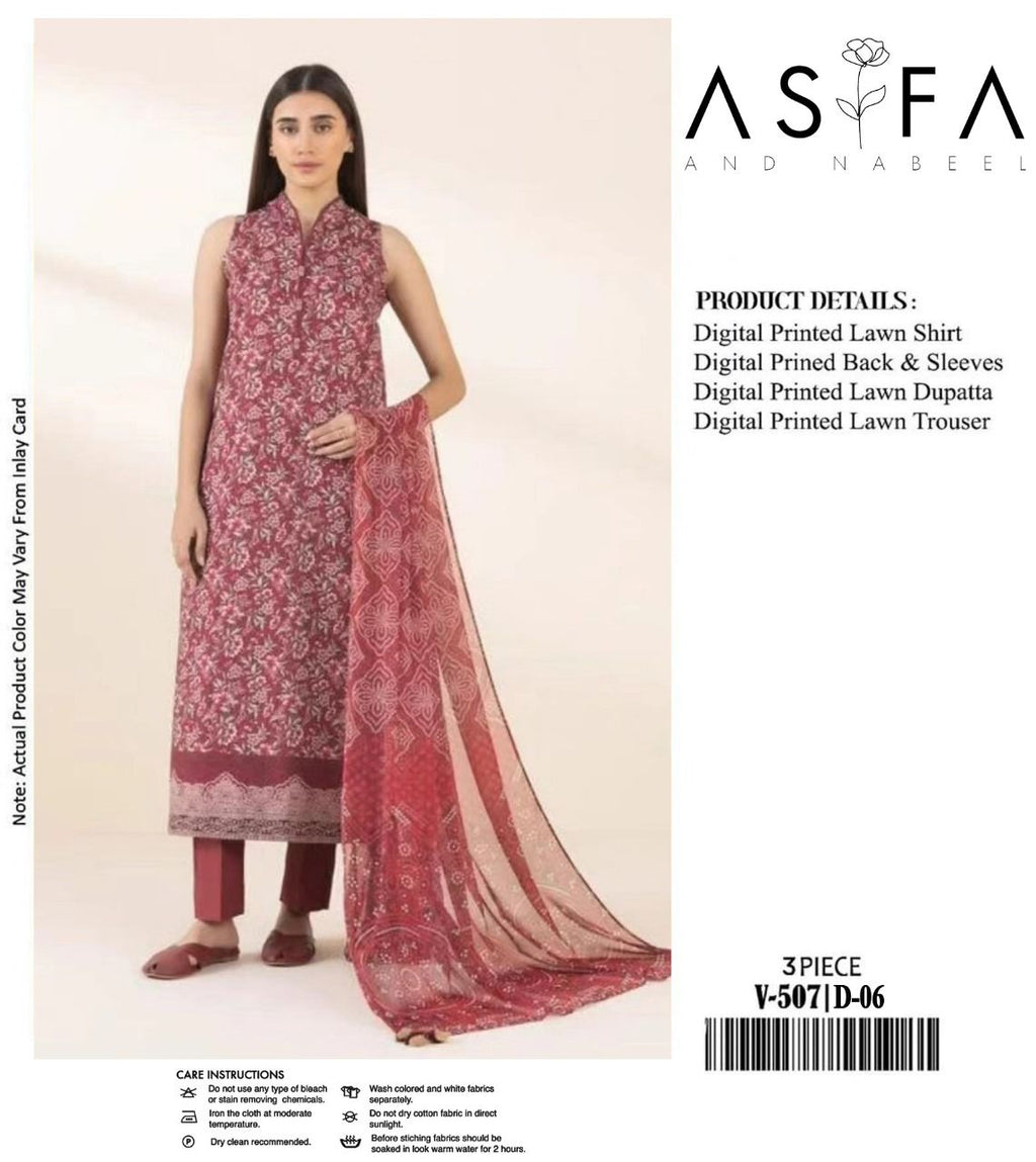 ASIFA NABEEL LAWN ALL OVER PRINTED EMBROIDERED PATCH WORK UNSTITCHED 3PC✓