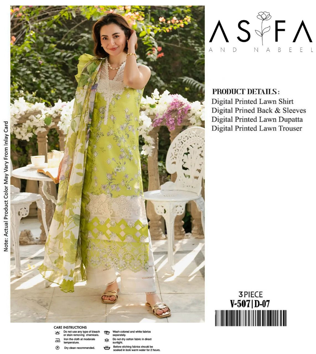 ASIFA NABEEL LAWN ALL OVER PRINTED EMBROIDERED PATCH WORK UNSTITCHED 3PC✓