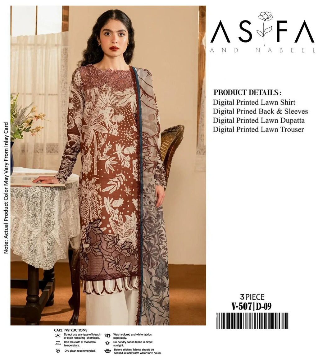 ASIFA NABEEL LAWN ALL OVER PRINTED EMBROIDERED PATCH WORK UNSTITCHED 3PC✓