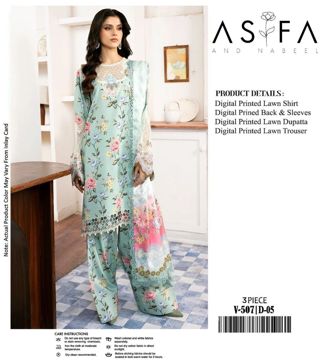 ASIFA NABEEL LAWN ALL OVER PRINTED EMBROIDERED PATCH WORK UNSTITCHED 3PC✓