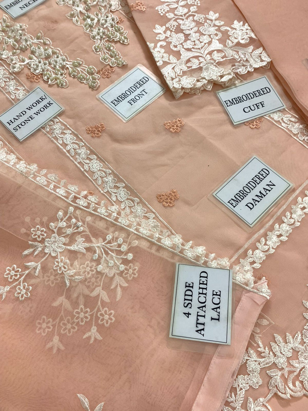 AZURE ORGANZA EMBROIDERED LUXURY UNSTITCHED 3PC✓