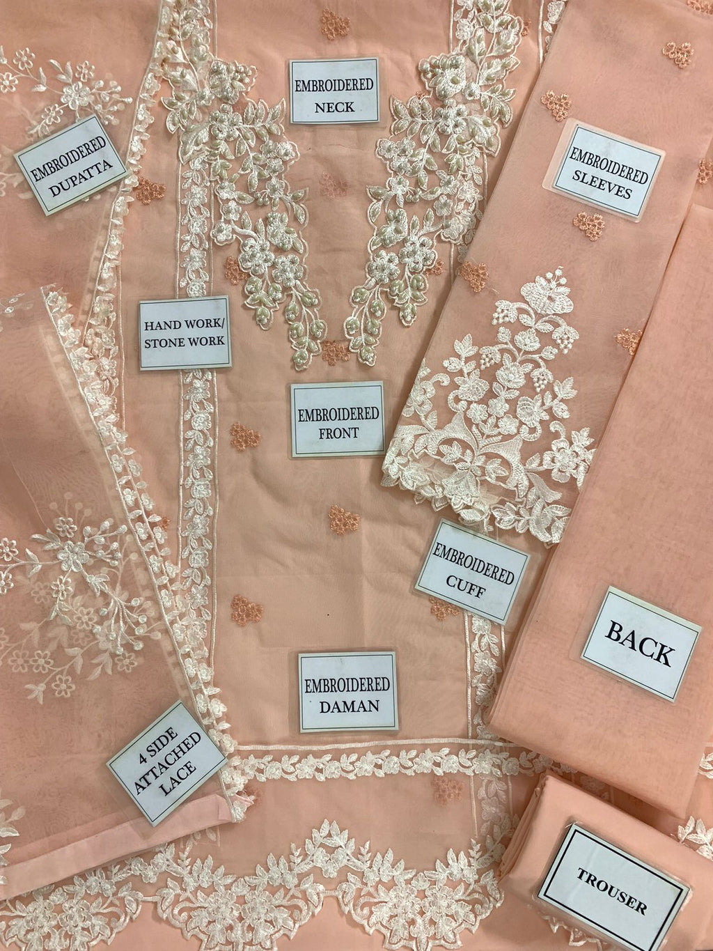 AZURE ORGANZA EMBROIDERED LUXURY UNSTITCHED 3PC✓