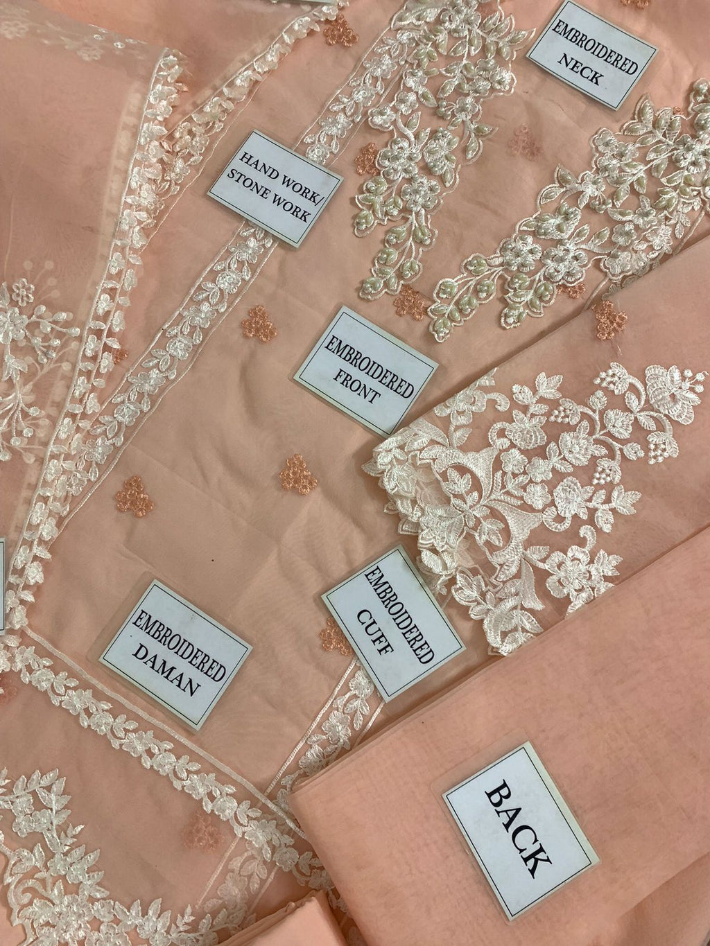 AZURE ORGANZA EMBROIDERED LUXURY UNSTITCHED 3PC✓