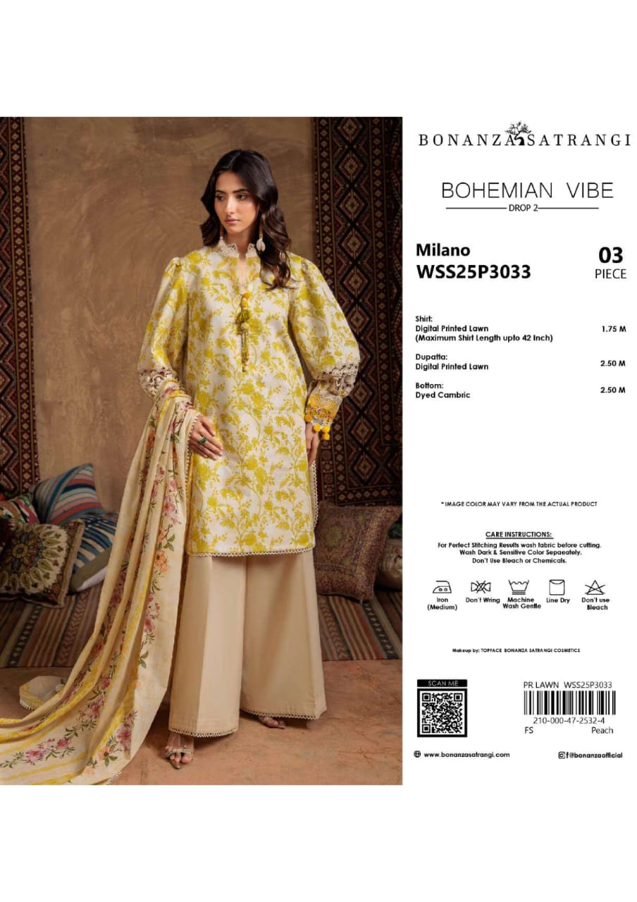 BONANZA SATRANGI BOHEMIAN VIBE PRINTED LAWN 3-PIECE