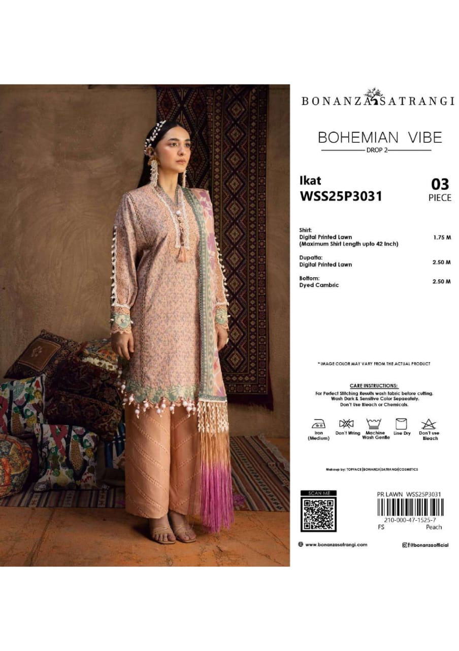 BONANZA SATRANGI BOHEMIAN VIBE PRINTED LAWN 3-PIECE