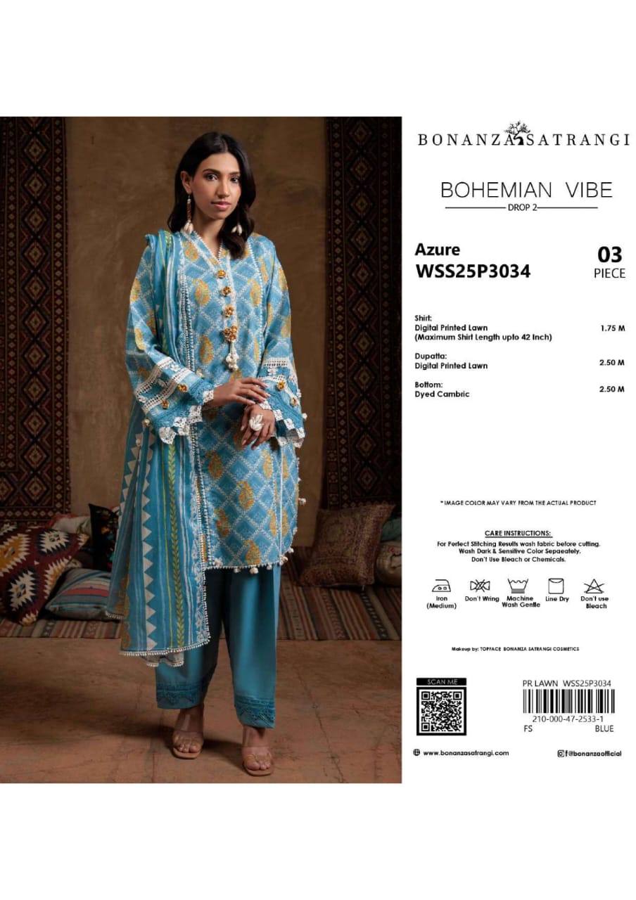BONANZA SATRANGI BOHEMIAN VIBE PRINTED LAWN 3-PIECE