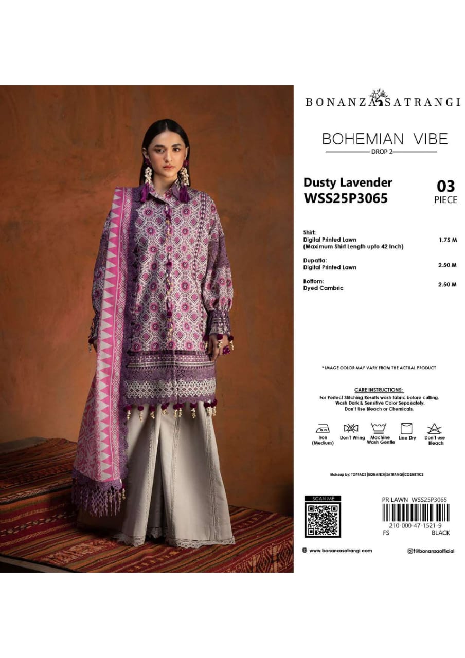 BONANZA SATRANGI BOHEMIAN VIBE PRINTED LAWN 3-PIECE