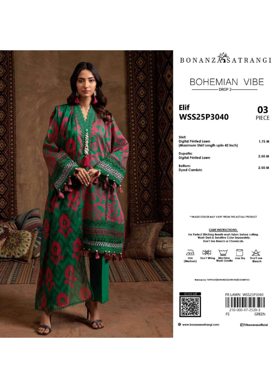 BONANZA SATRANGI BOHEMIAN VIBE PRINTED LAWN 3-PIECE