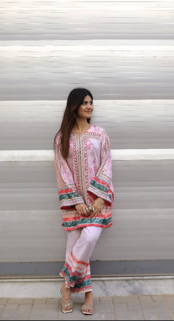 BIN HAROON TEXTILE SWISS LAWN PRINTED STITCH 2PC✓