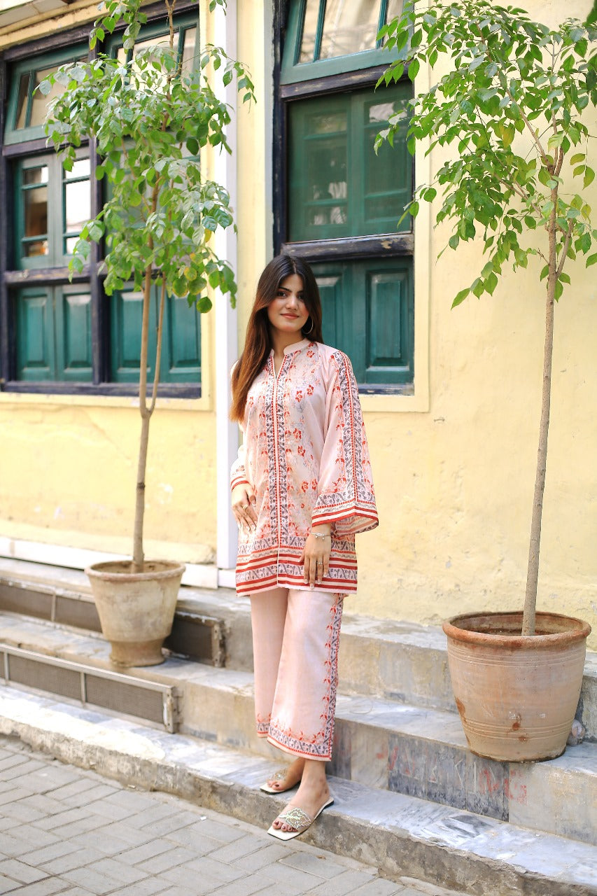 BIN HAROON TEXTILE SWISS LAWN PRINTED STITCH 2PC✓