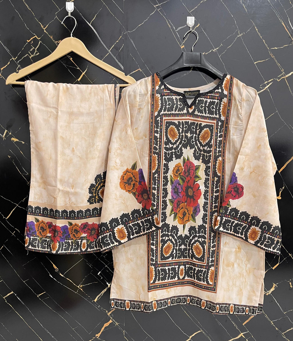 BIN HAROON TEXTILE SWISS LAWN PRINTED STITCH 2PC✓
