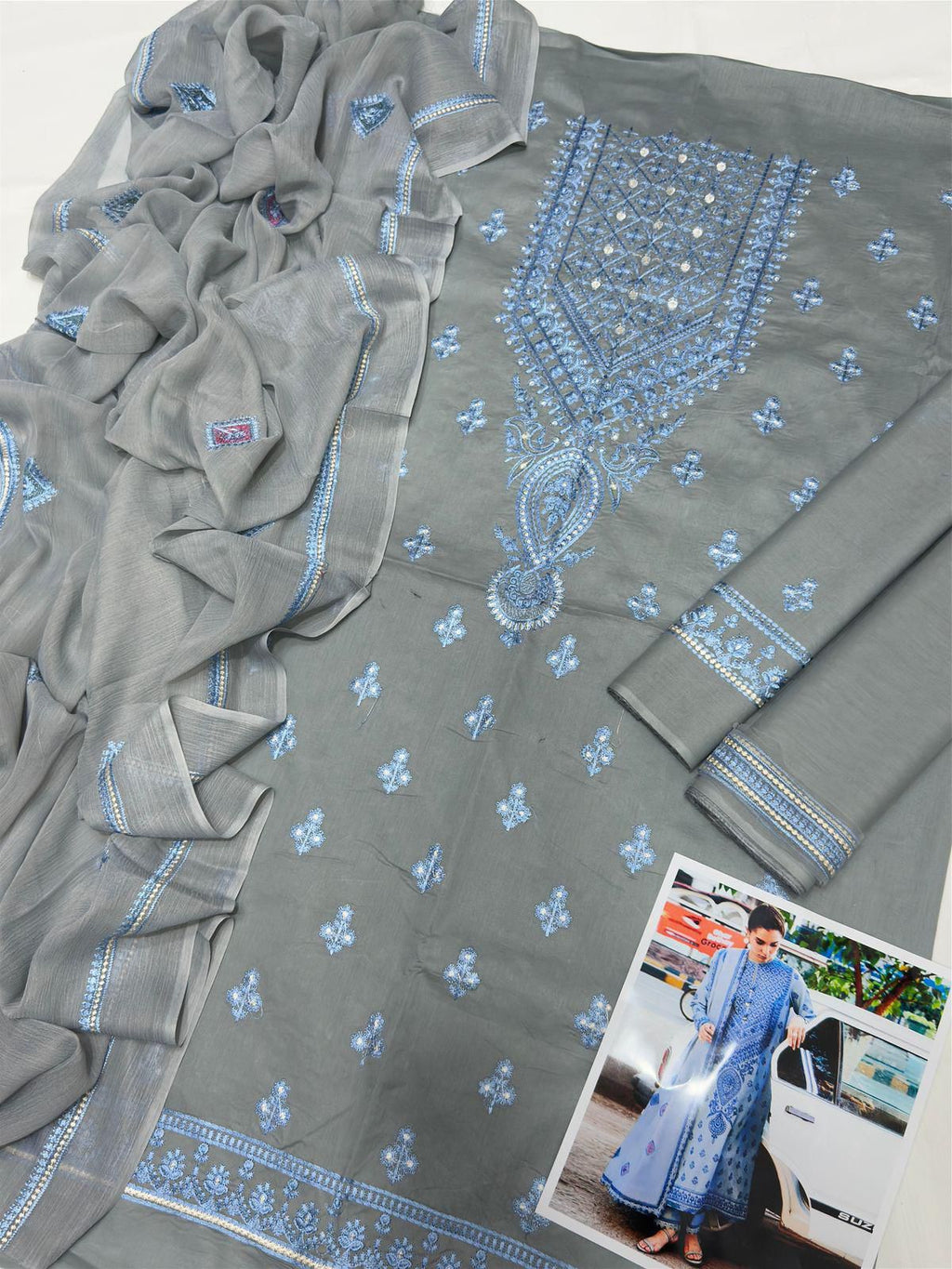 BAREEZE LAWN EMBROIDERED LUXURY PATCH WORK UNSTITCHED 3PC✓