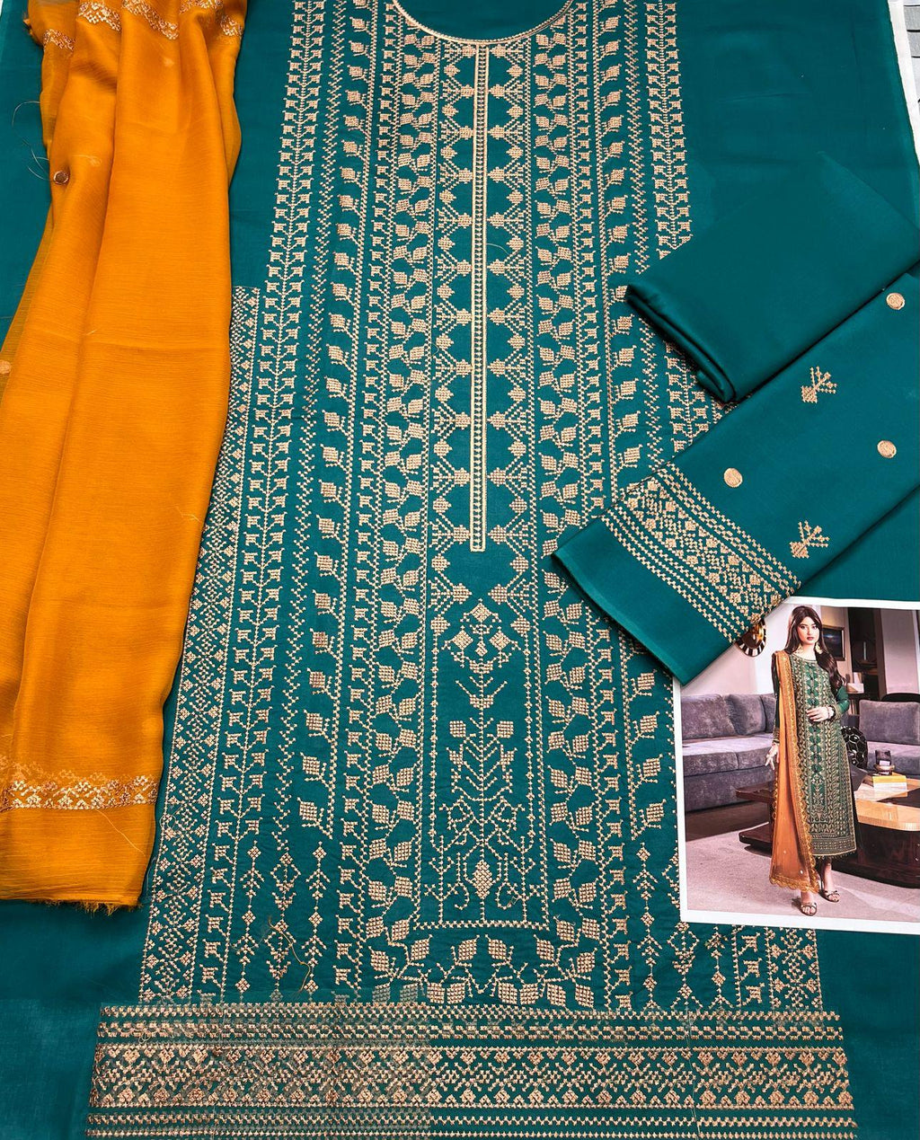 ASIM JOFA LAWN EMBROIDERED LUXURY PATCH WORK UNSTITCHED 3PC✓