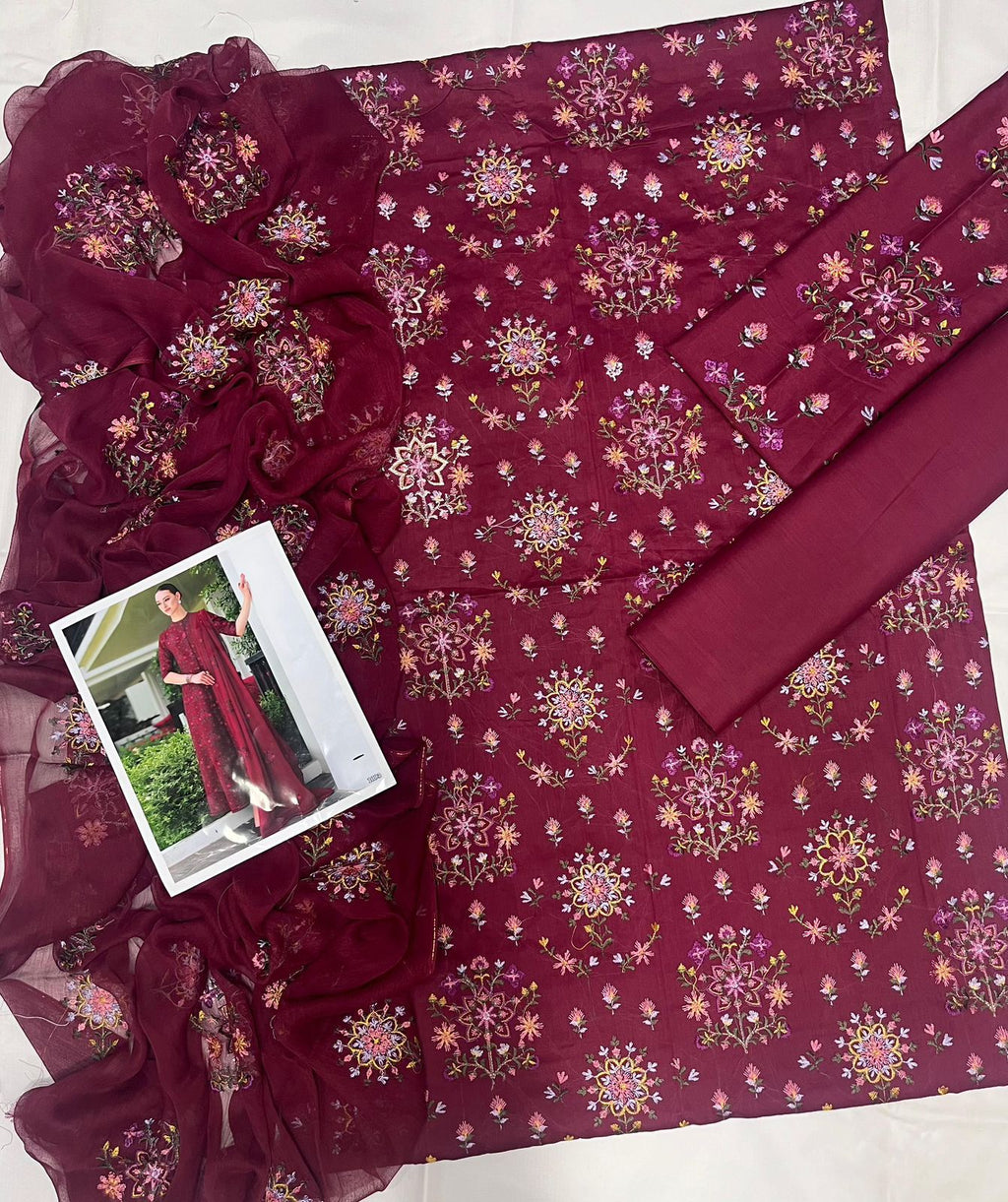 BAREEZE LAWN EMBROIDERED LUXURY PATCH WORK UNSTITCHED 3PC✓