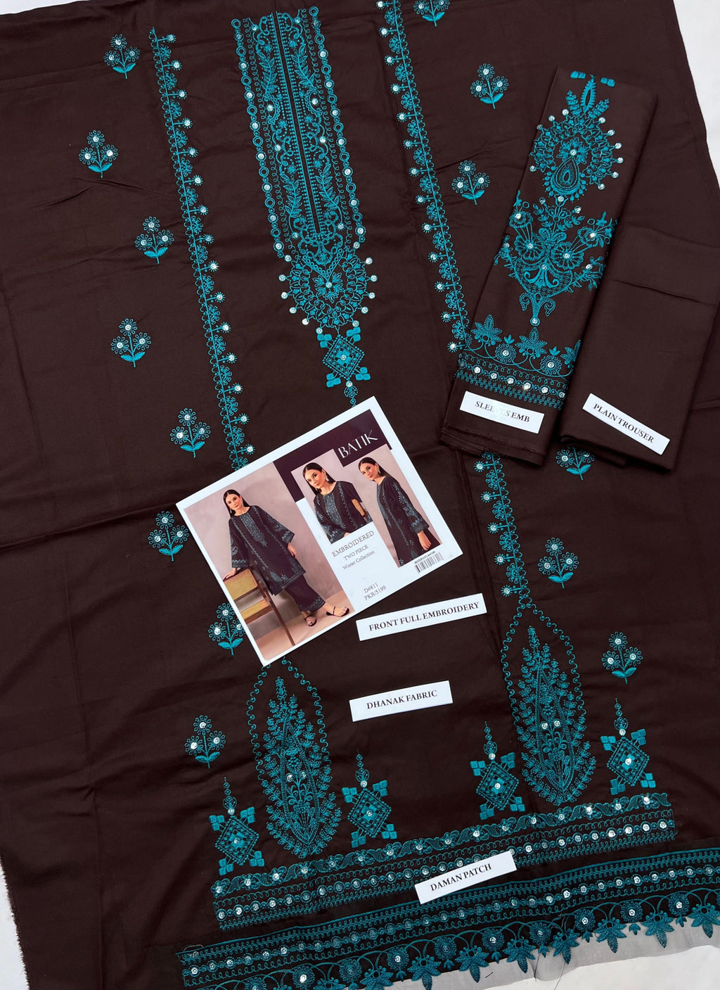 BATIK DHANAK EMBROIDERED 2PC✓