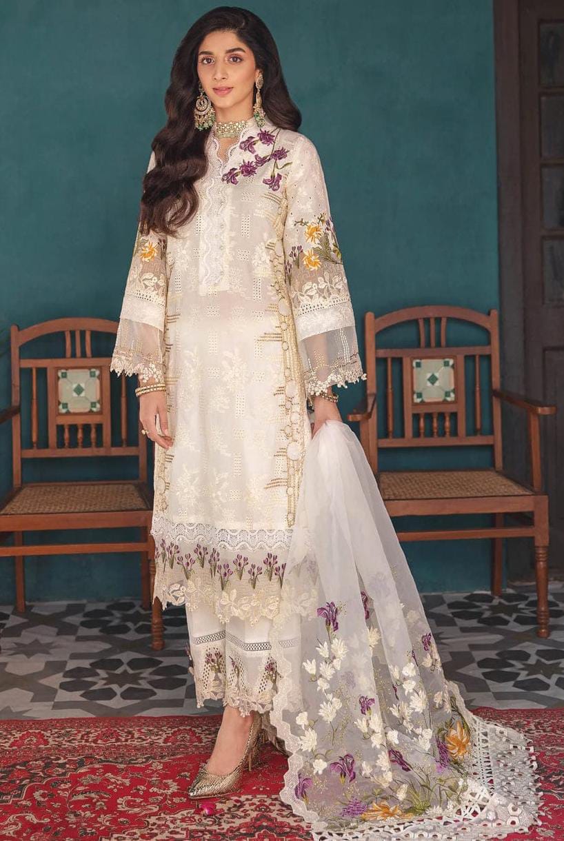 ELAF CHIKANKARI COTTON EMBROIDERED LUXURY UNSTICHED 3PC