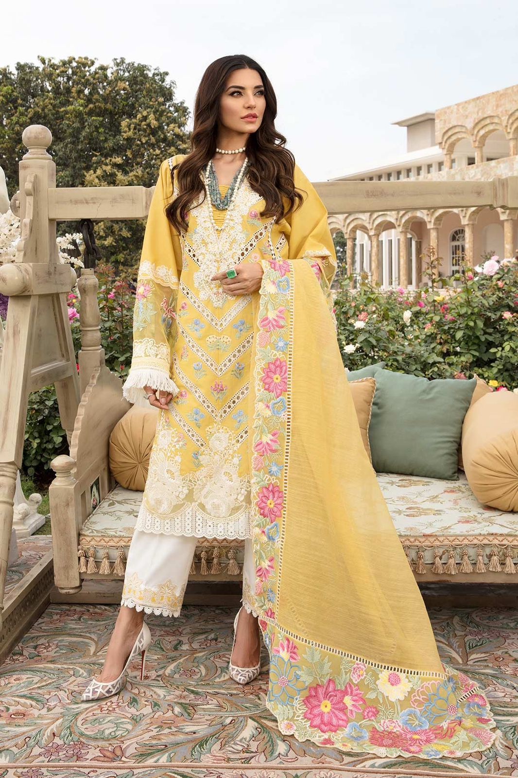 CRIMSON CHIKANKARI EMBRIODERED LAWN COTTON LUXURY EID JORA UNSTITCED 3PC
