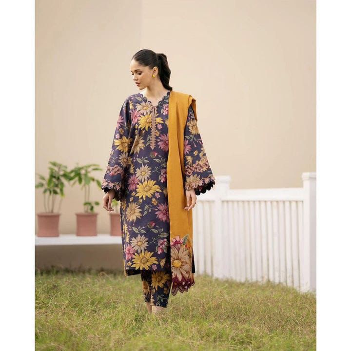 BAROQUE LAWN PRINTED EMBROIDERED PATCH-WORK UNSTITCEd 3pc✓