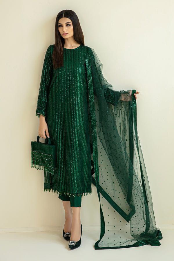 BAROQUE CHIFFON EMBROIDERED SEQUENCE LUXURY FORMAL UNSTITCED 3PC✓