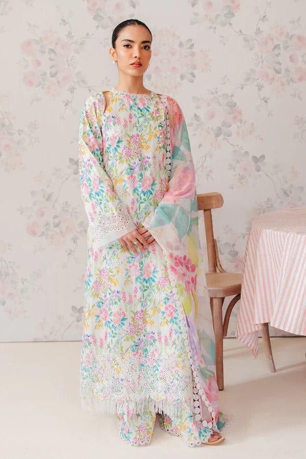 AFROZEH LAWN PRINTED CHIKANKARI EMBROIDERED PATCH-WORK UNSTITCED 3PC ✓