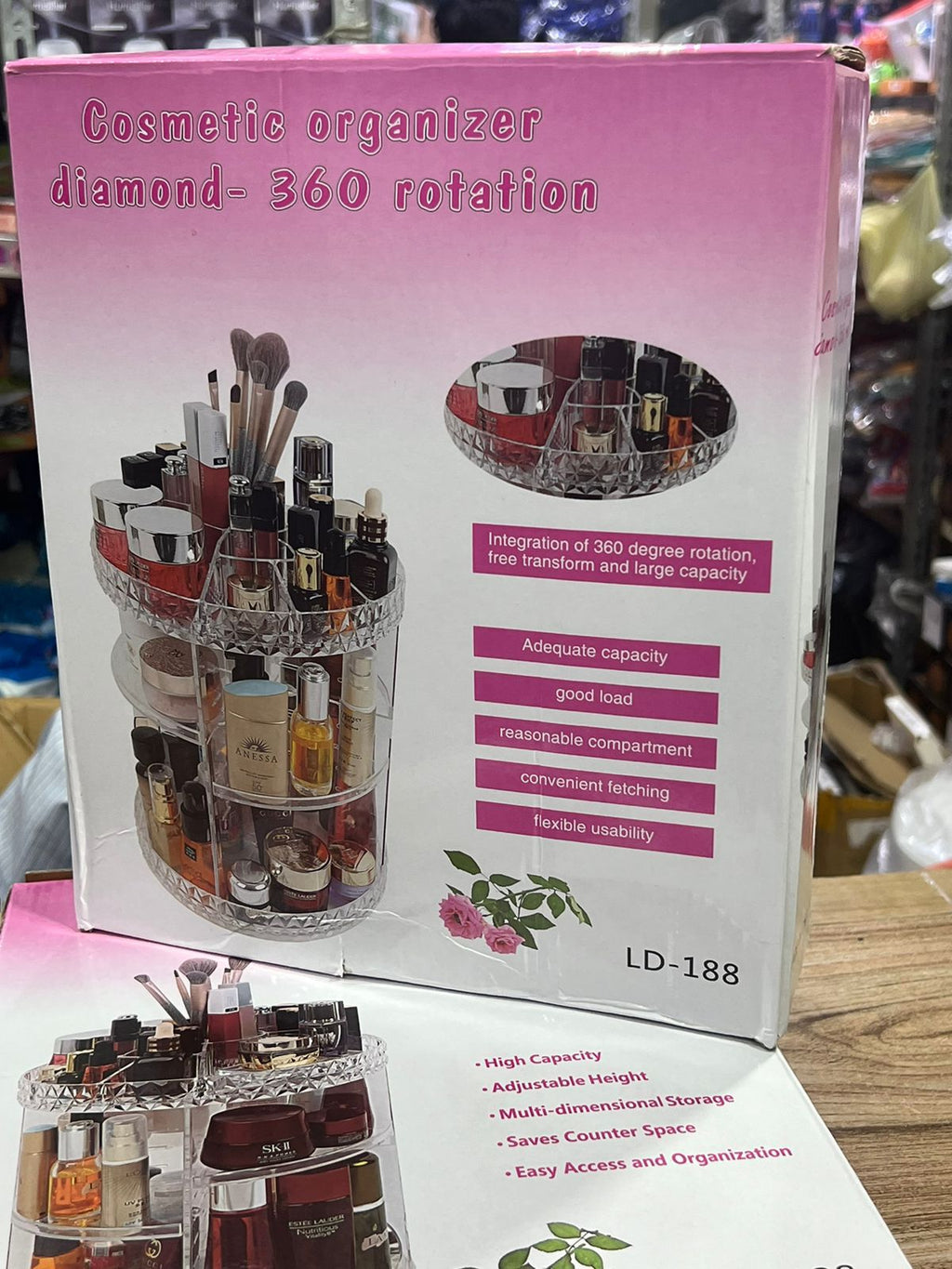 360 ROTATING LARGE SIZE ACRYLIC DIAMOND SHAPE COSMETICS/JEWELLERY