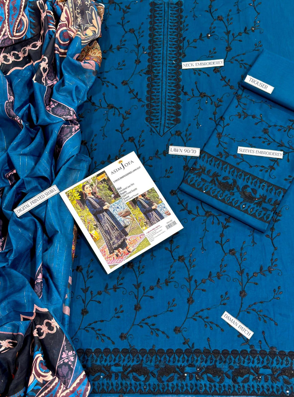 ASIM JOFA PURE LAWN 3-PIECE EMBROIDERED COLLECTION