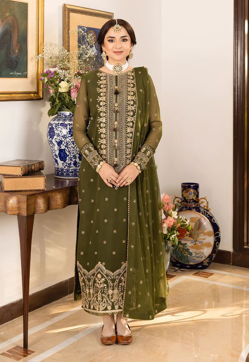 ASIM JOFA CHIFFON EMBROIDERED LUXURY UNSTICHED 3PC✓