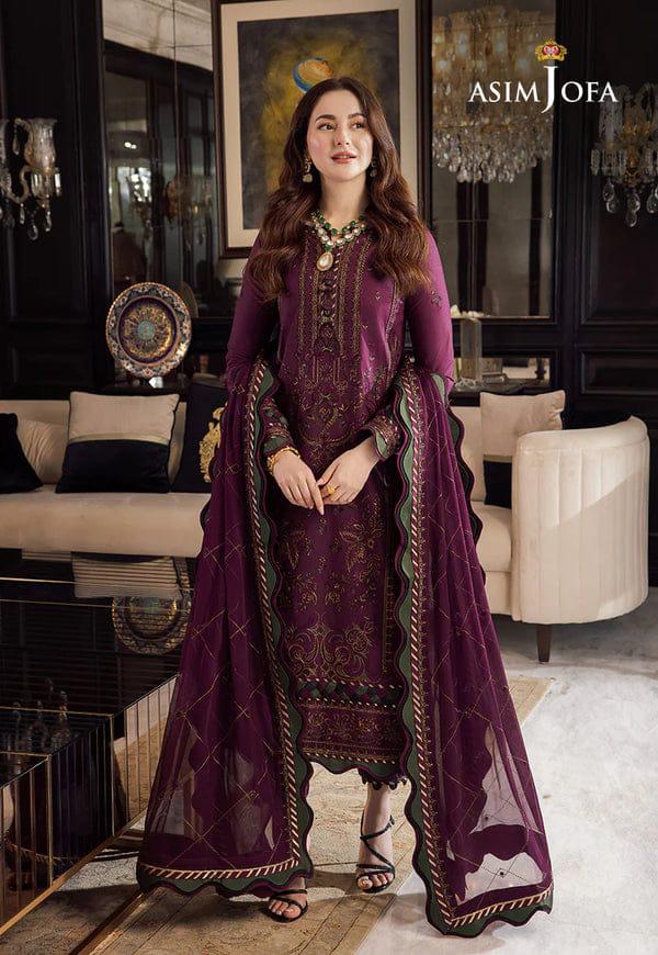 ASIM JOFA CHIFFON EMBROIDERED SEQUENCE LUXURY UNSTITCHED 3PC✓