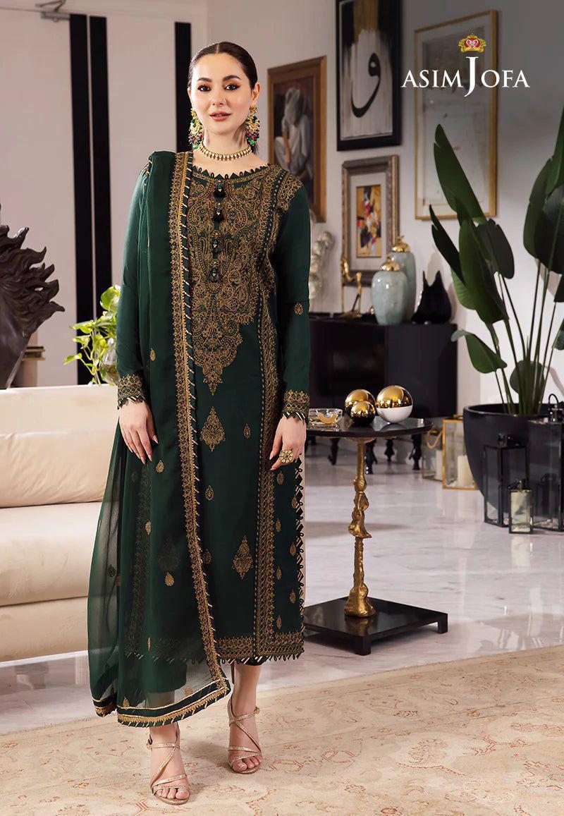 ASIM JOFA CHIFFON EMBROIDERED SEQUENCE LUXURY UNSTITCHED 3PC✓