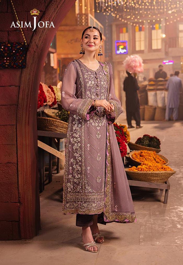 ASIM JOFA CHIFFON EMBROIDERED SEQUENCE LUXURY UNSTITCHED 3PC✓