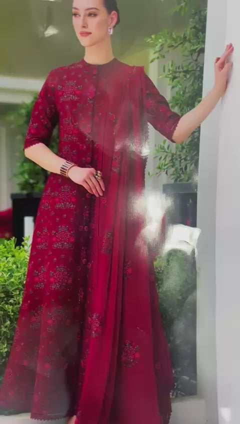 BAREEZE LAWN EMBROIDERED LUXURY PATCH WORK UNSTITCHED 3PC✓