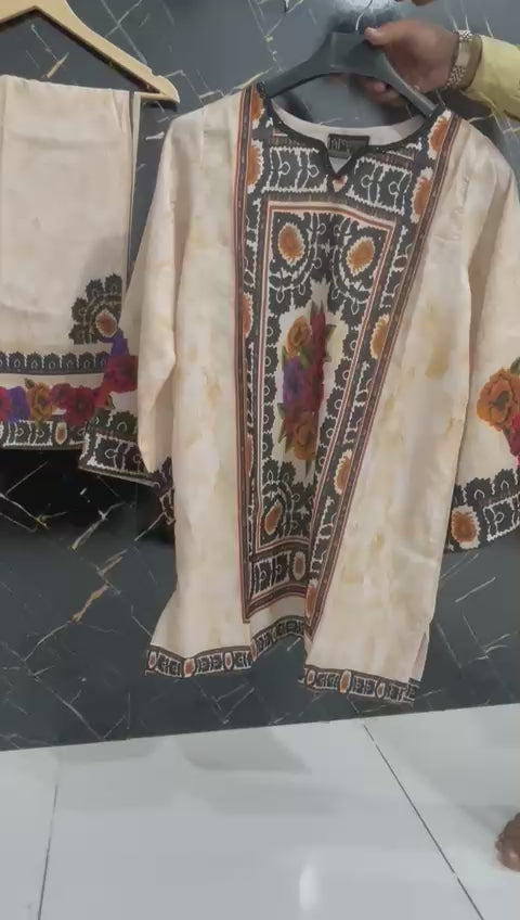 BIN HAROON TEXTILE SWISS LAWN PRINTED STITCH 2PC✓