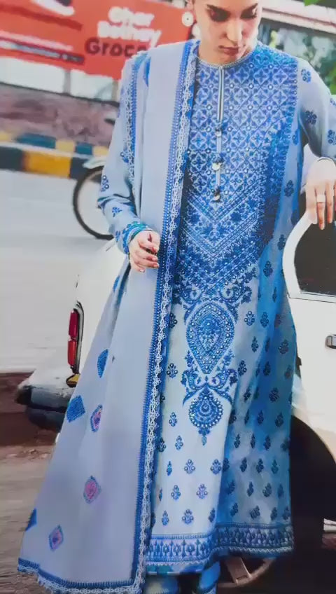 BAREEZE LAWN EMBROIDERED LUXURY PATCH WORK UNSTITCHED 3PC✓