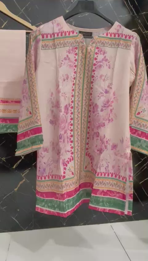 BIN HAROON TEXTILE SWISS LAWN PRINTED STITCH 2PC✓