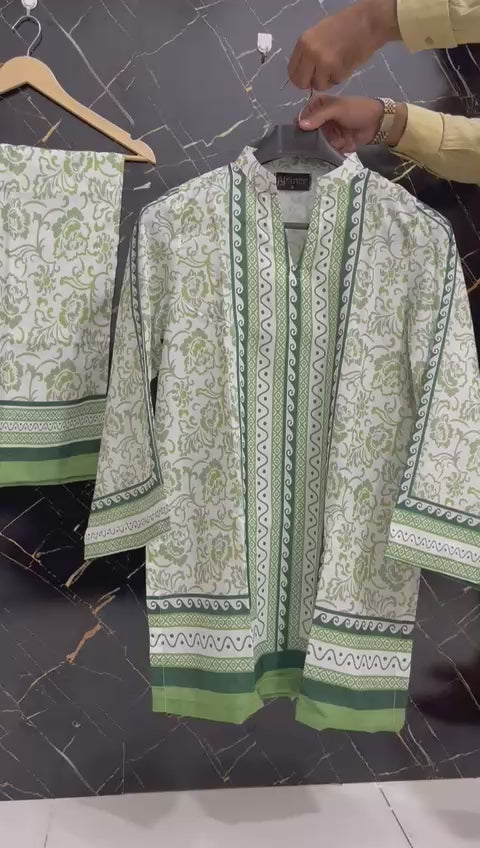 BIN HAROON TEXTILE SWISS LAWN PRINTED STITCH 2PC✓